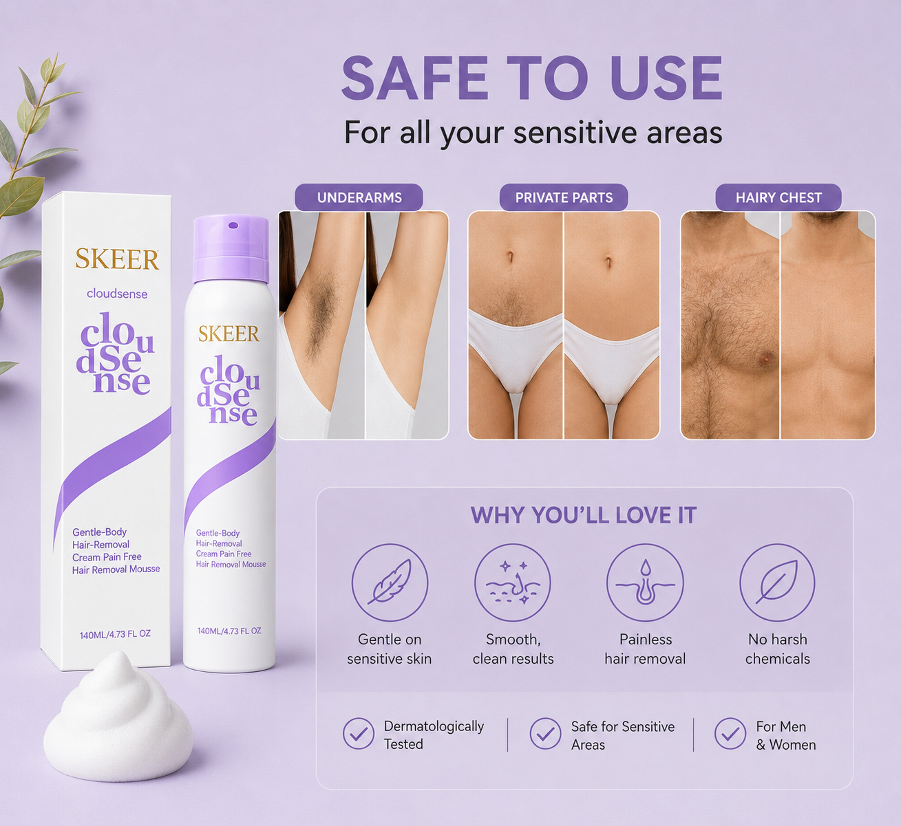 SKEER™  SPRAY ON HAIR REMOVAL MOUSSE