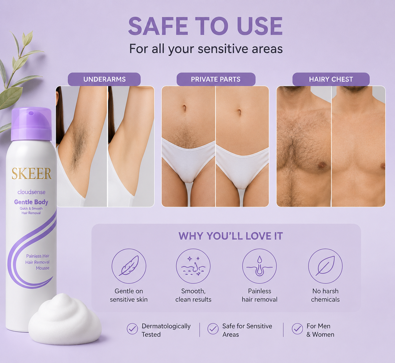 SKEER SPRAY ON HAIR REMOVAL MOUSSE